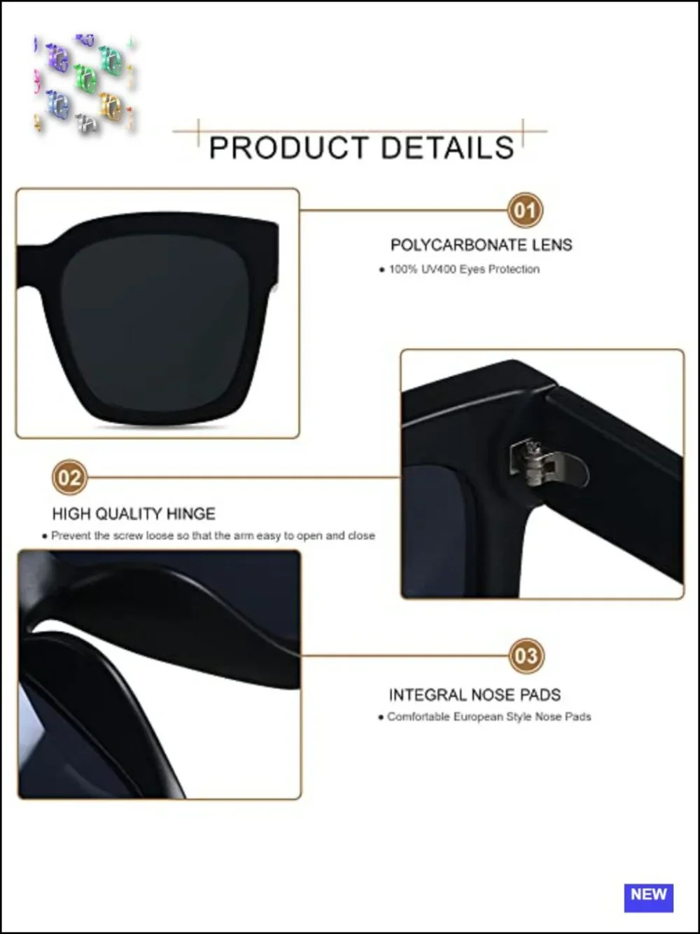 Oversized Square Sunglasses for Women XL UV400 Protection Plastic Frame